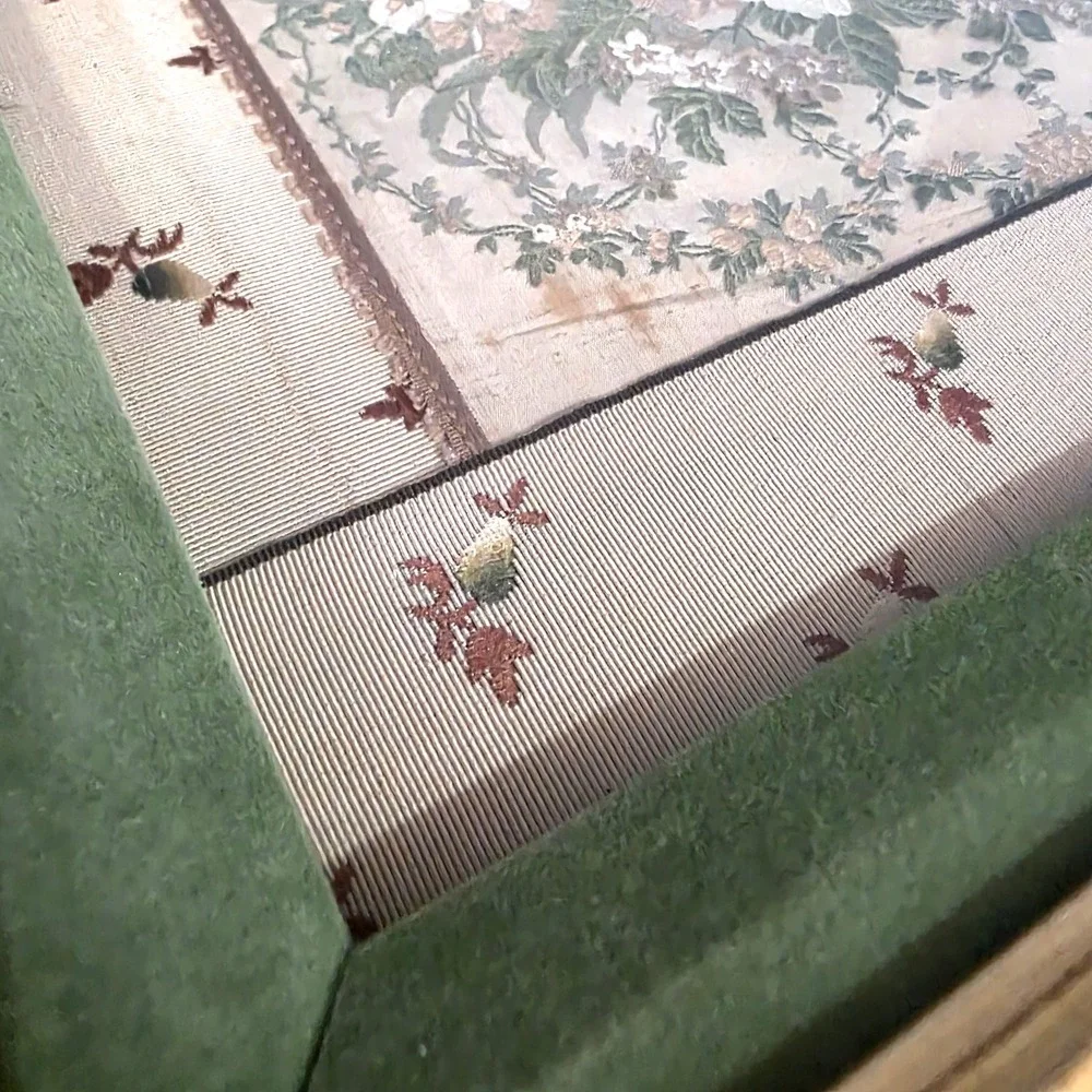 1855 Woven Silk Textile Empress Eugenie & Napoleon III Paris World's Fair Framed